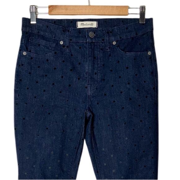 MADEWELL 9" High-Rise Skinny Jeans Flocked Dots Edition Women's 28 dark indigo - Picture 14 of 15